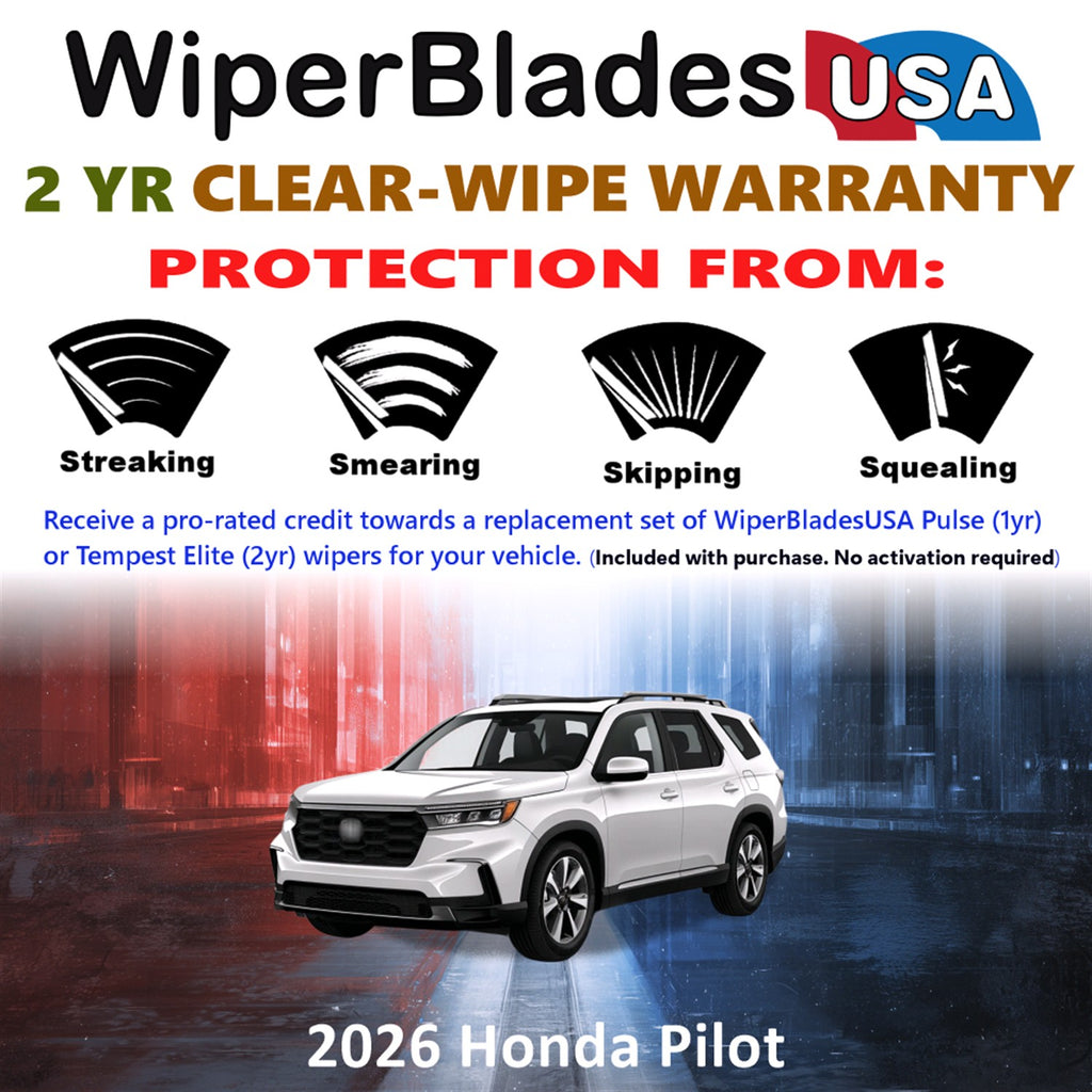 2026 Honda Pilot Front Wiper blades Set  Includes 2yr Wear Warranty & Free Delivery