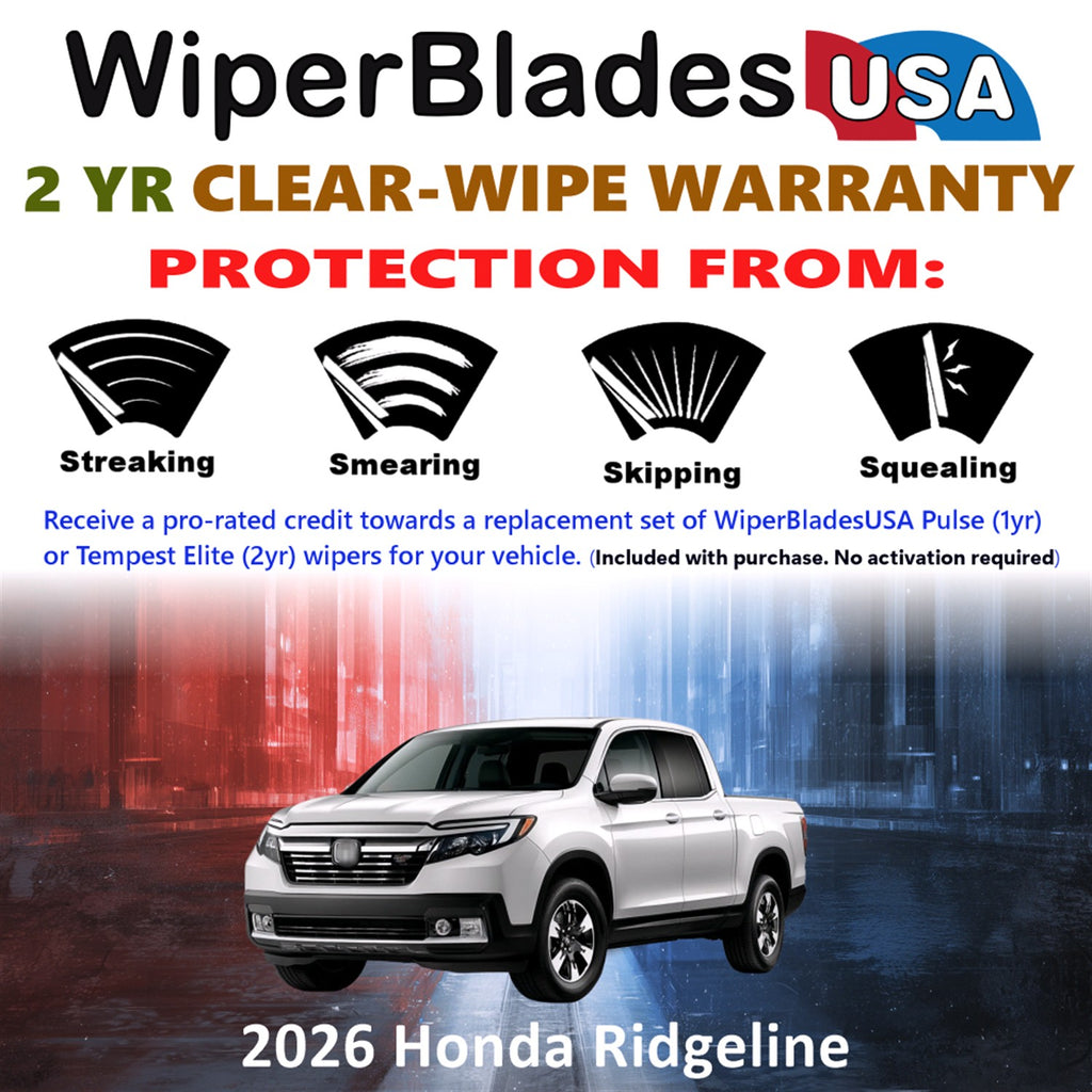 2026 Honda Ridgeline Front Wiper blades Set  Includes 2yr Wear Warranty & Free Delivery