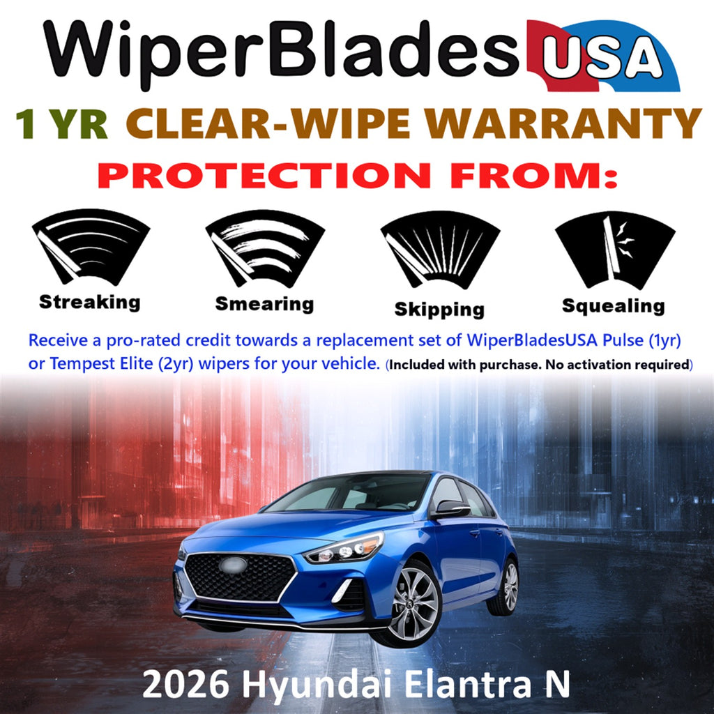 2026 Hyundai Elantra N Front Wiper blades Set Includes 1yr Wear Warranty & Free Delivery