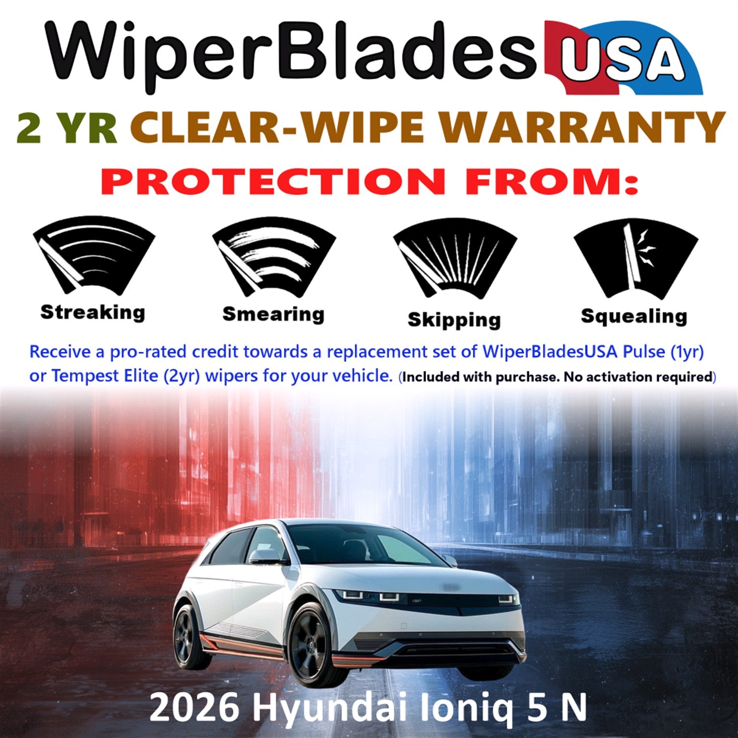 2026 Hyundai Ioniq 5 N Front Wiper blades Set  Includes 2yr Wear Warranty & Free Delivery