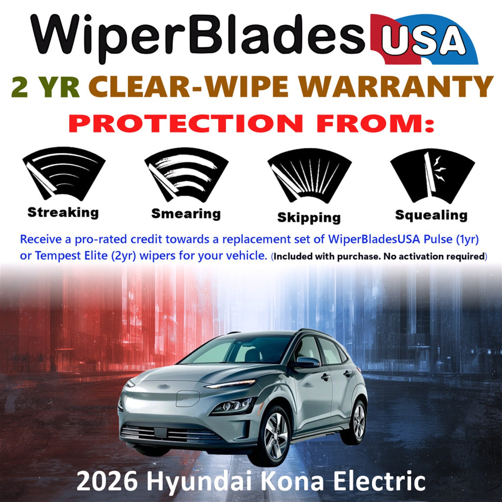 2026 Hyundai Kona Electric Front Wiper blades Set  Includes 2yr Wear Warranty & Free Delivery