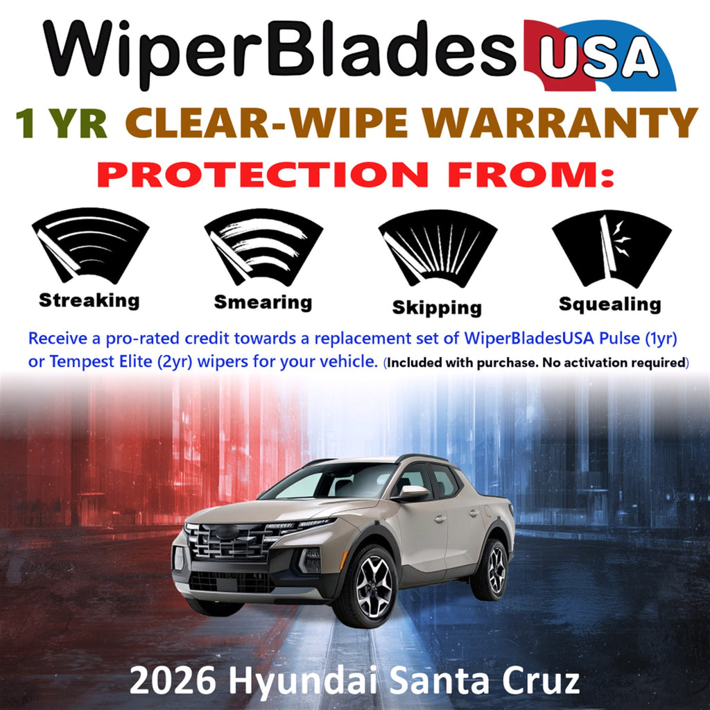 2026 Hyundai Santa Cruz Front Wiper blades Set Includes 1yr Wear Warranty & Free Delivery