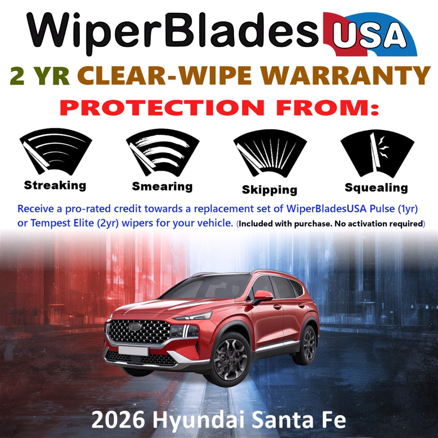 2026 Hyundai Santa Fe Front Wiper blades Set  Includes 2yr Wear Warranty & Free Delivery