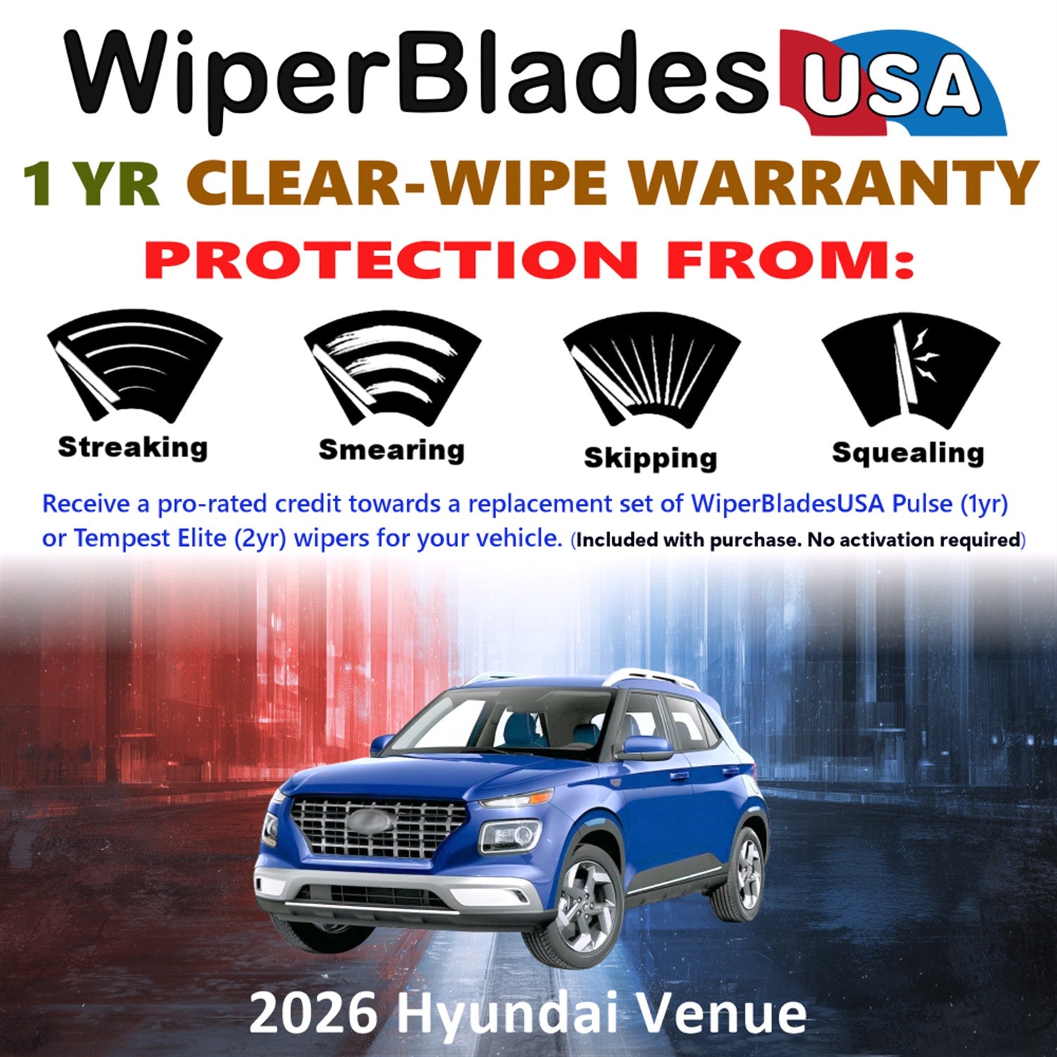 2026 Hyundai Venue Front Wiper blades Set Includes 1yr Wear Warranty & Free Delivery
