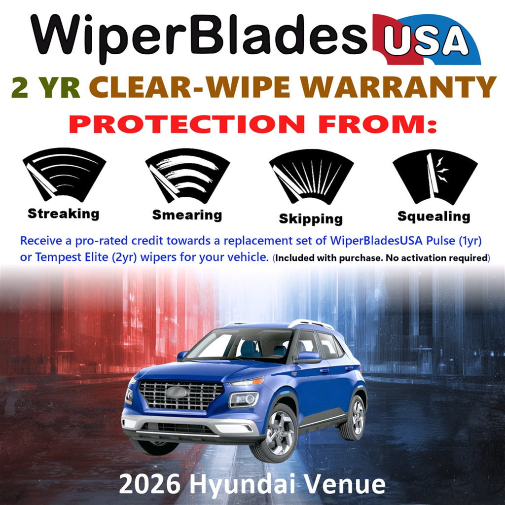 2026 Hyundai Venue Front Wiper blades Set  Includes 2yr Wear Warranty & Free Delivery