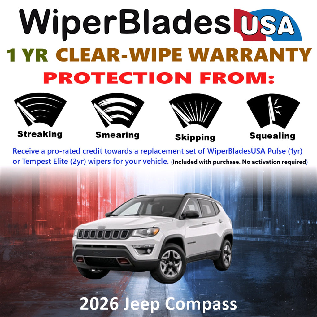 2026 Jeep Compass Front Wiper blades Set Includes 1yr Wear Warranty & Free Delivery