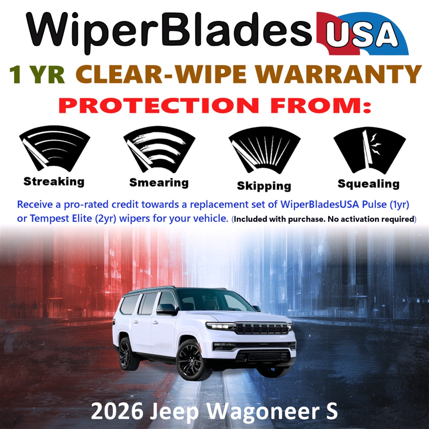 2026 Jeep Wagoneer S Front Wiper blades Set Includes 1yr Wear Warranty & Free Delivery