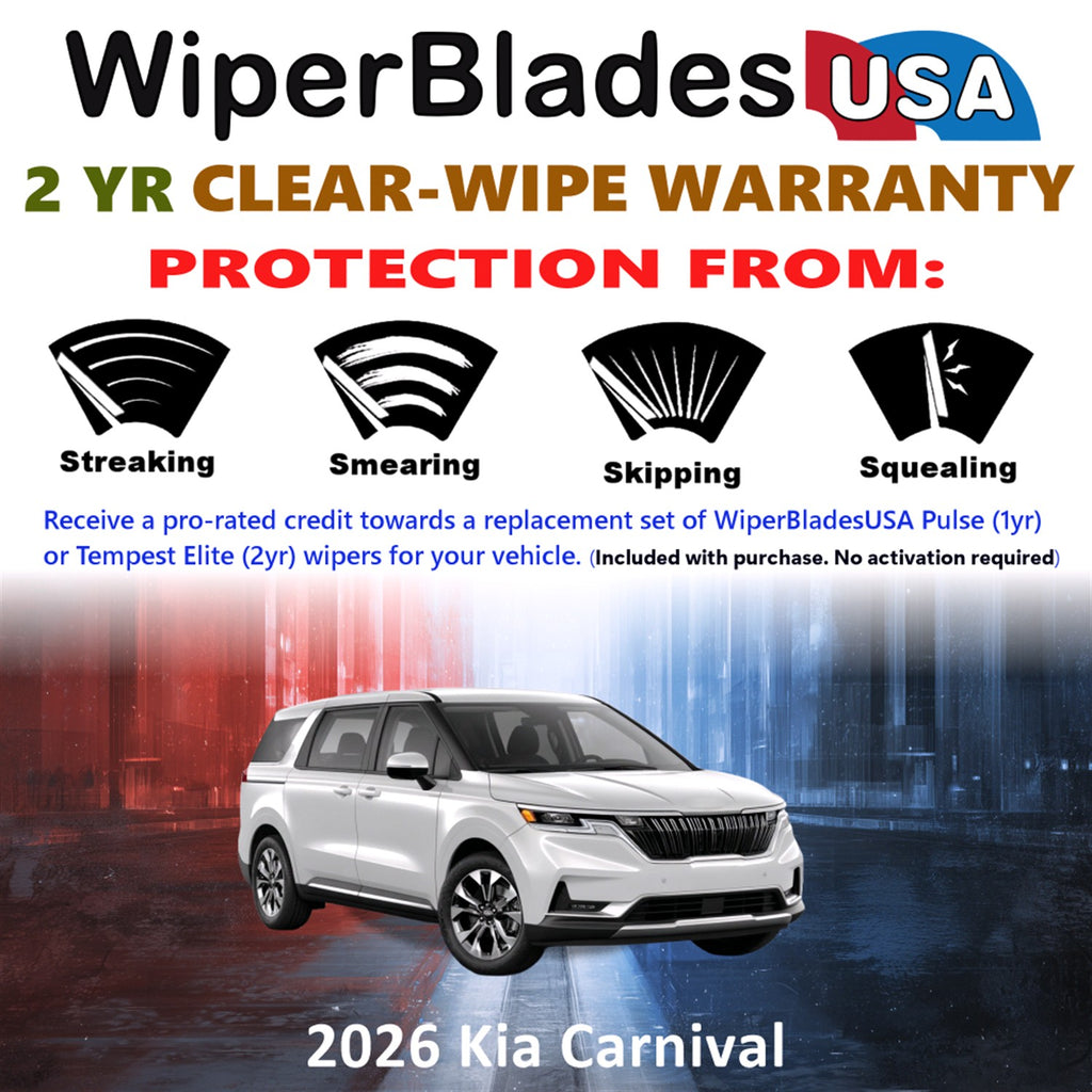 2026 Kia Carnival Front w/Rear Wiper blades Set  Includes 2yr Wear Warranty & Free Delivery