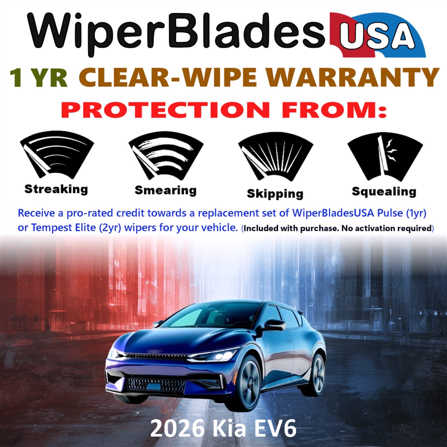 2026 Kia EV6 Front Wiper blades Set Includes 1yr Wear Warranty & Free Delivery