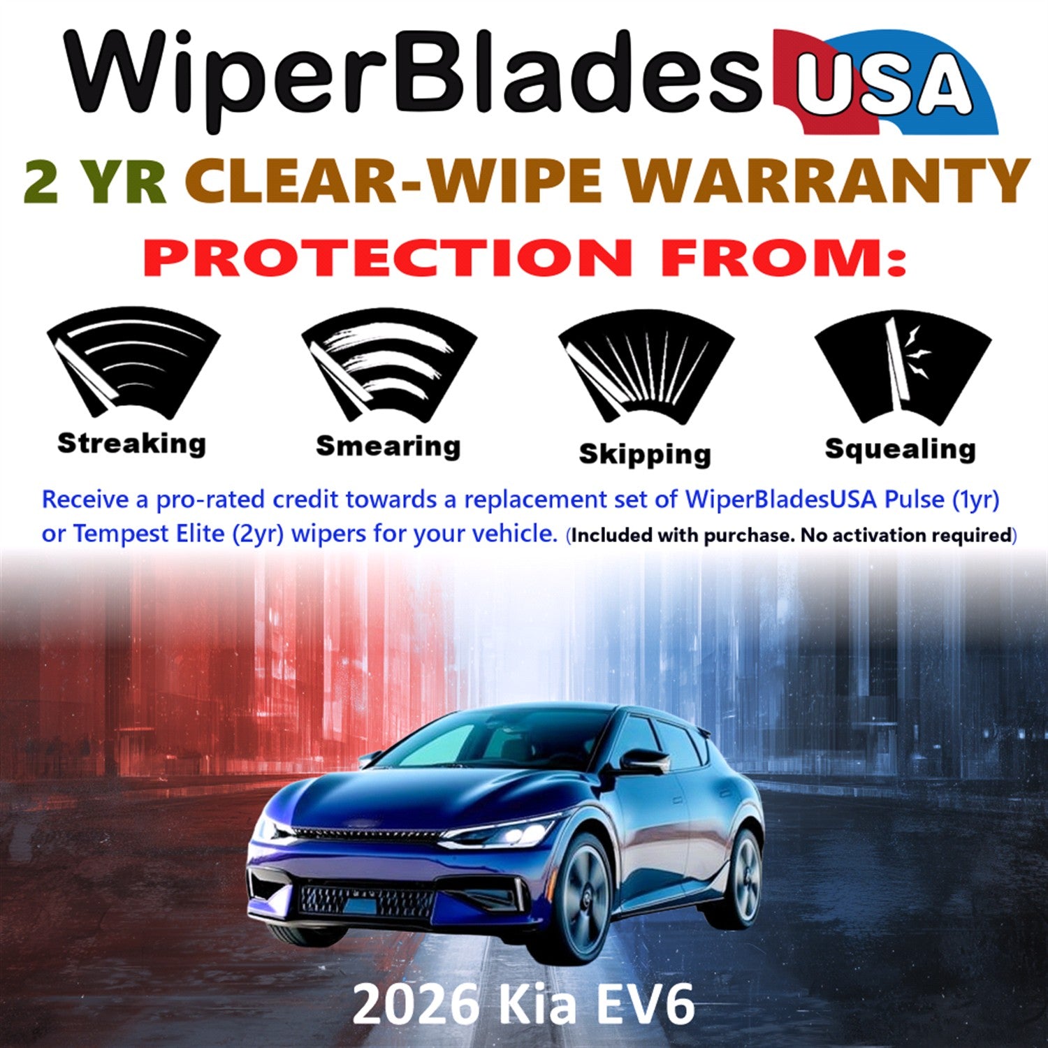 2026 Kia EV6 Front Wiper blades Set  Includes 2yr Wear Warranty & Free Delivery