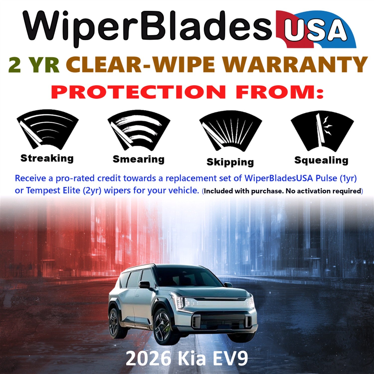 2026 Kia EV9 Front Wiper blades Set  Includes 2yr Wear Warranty & Free Delivery