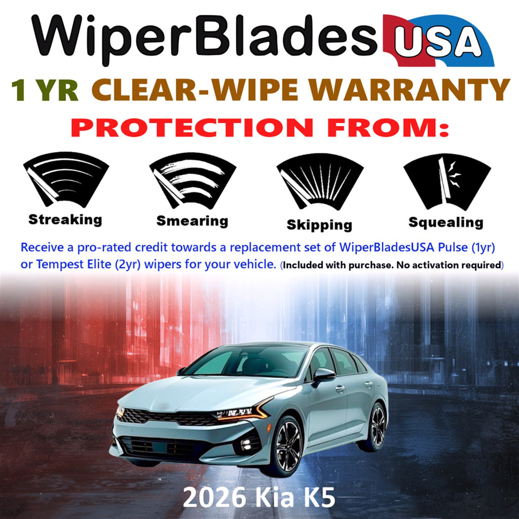 2026 Kia K5 Front Wiper blades Set Includes 1yr Wear Warranty & Free Delivery