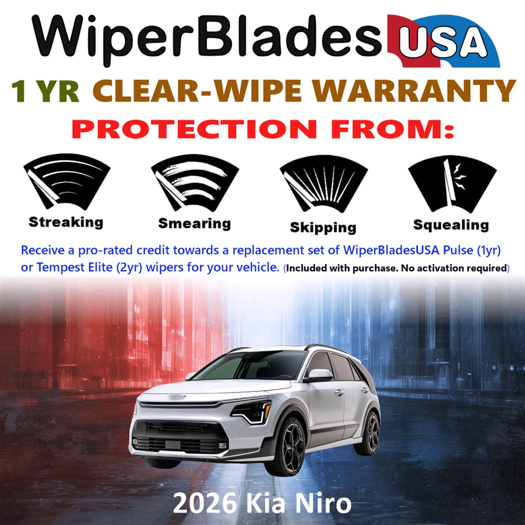 2026 Kia Niro Front w/Rear Wiper blades Set Includes 1yr Wear Warranty & Free Delivery