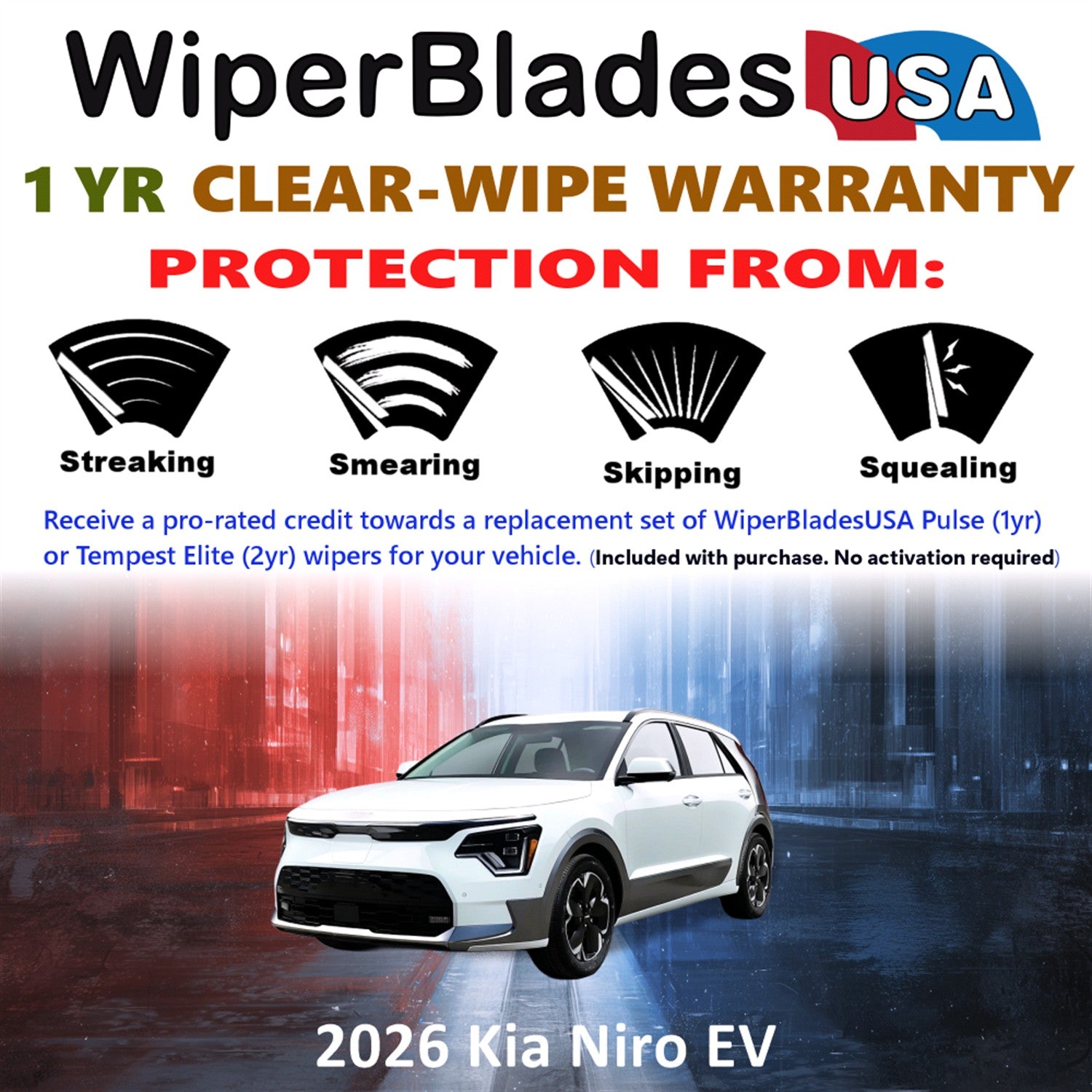 2026 Kia Niro EV Front Wiper blades Set Includes 1yr Wear Warranty & Free Delivery
