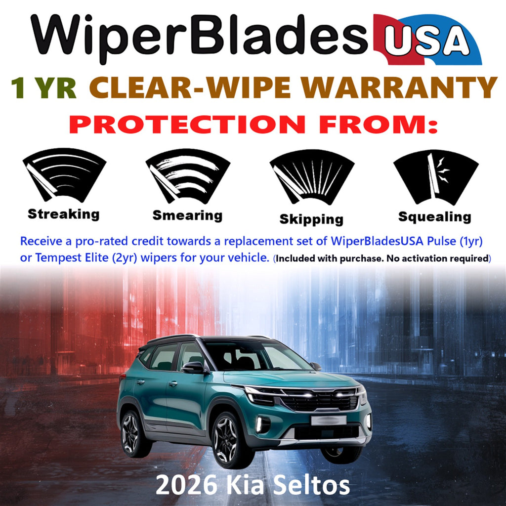 2026 Kia Seltos Front w/Rear Wiper blades Set Includes 1yr Wear Warranty & Free Delivery