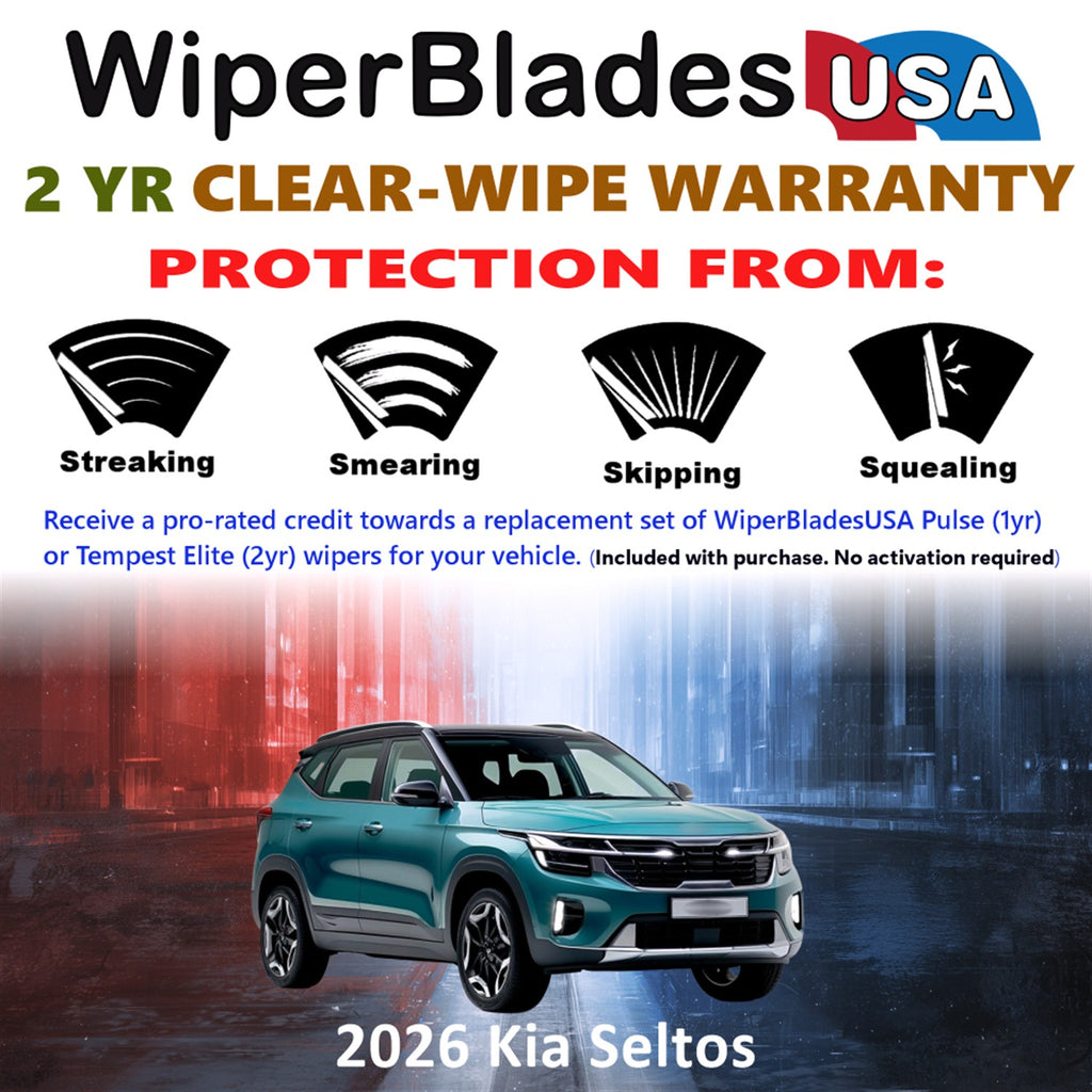 2026 Kia Seltos Front w/Rear Wiper blades Set  Includes 2yr Wear Warranty & Free Delivery