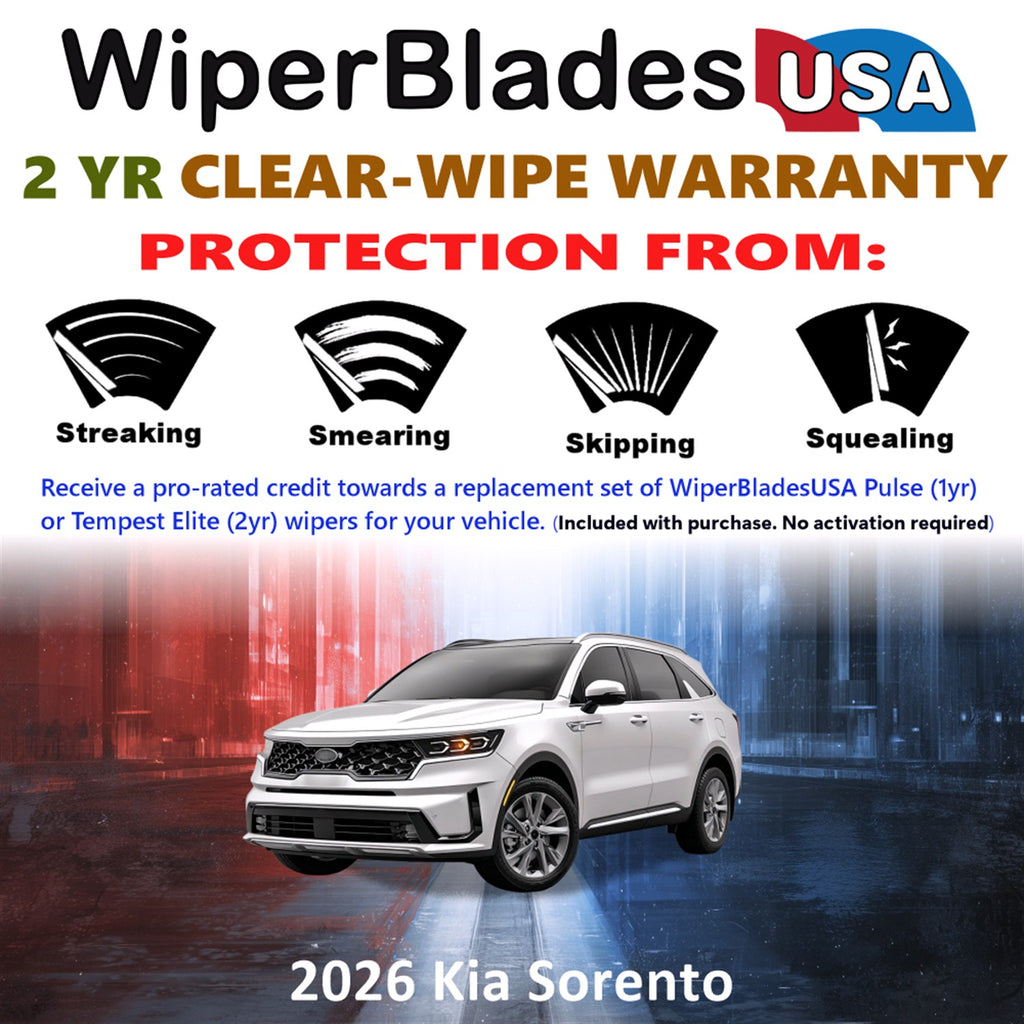 2026 Kia Sorento Front Wiper blades Set  Includes 2yr Wear Warranty & Free Delivery