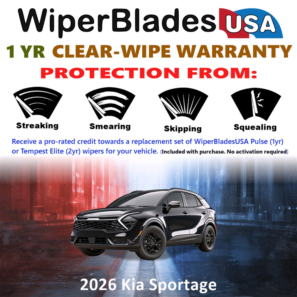2026 Kia Sportage Front w/Rear Wiper blades Set Includes 1yr Wear Warranty & Free Delivery