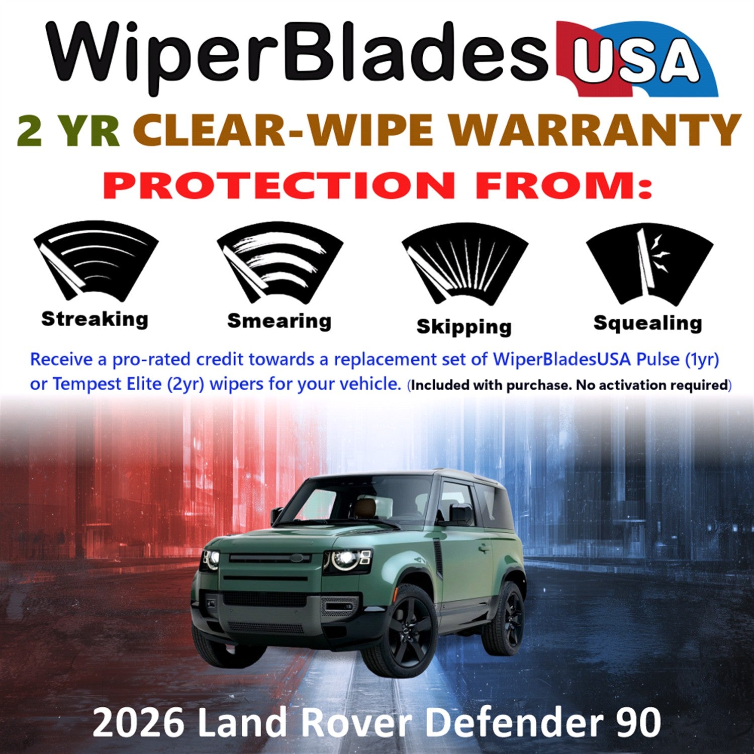 2026 Land Rover Defender 90 Front Wiper blades Set  Includes 2yr Wear Warranty & Free Delivery