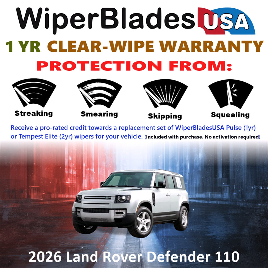 2026 Land Rover Defender 110 Front Wiper blades Set Includes 1yr Wear Warranty & Free Delivery