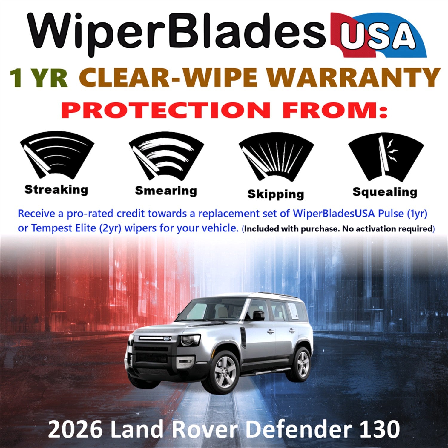 2026 Land Rover Defender 130 Front Wiper blades Set Includes 1yr Wear Warranty & Free Delivery