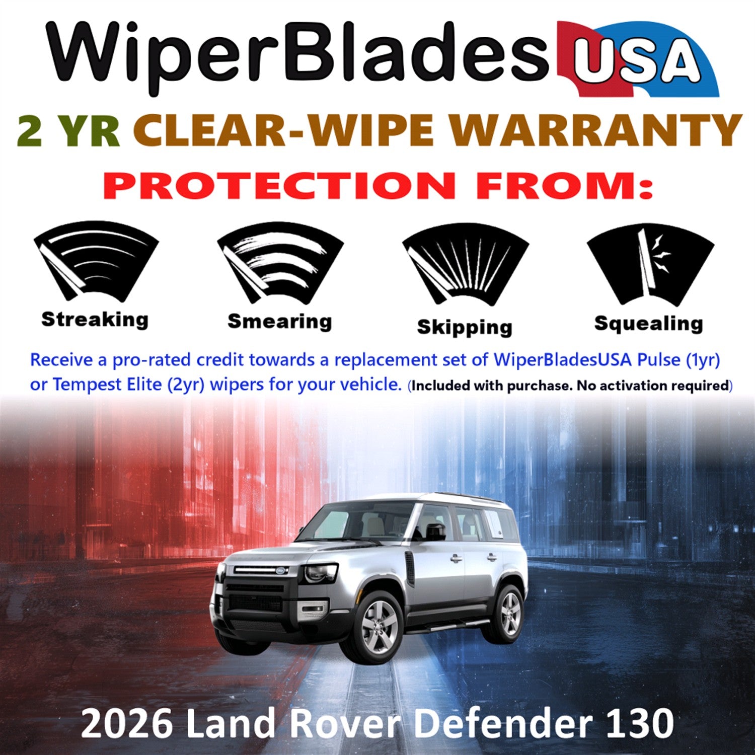 2026 Land Rover Defender 130 Front Wiper blades Set  Includes 2yr Wear Warranty & Free Delivery