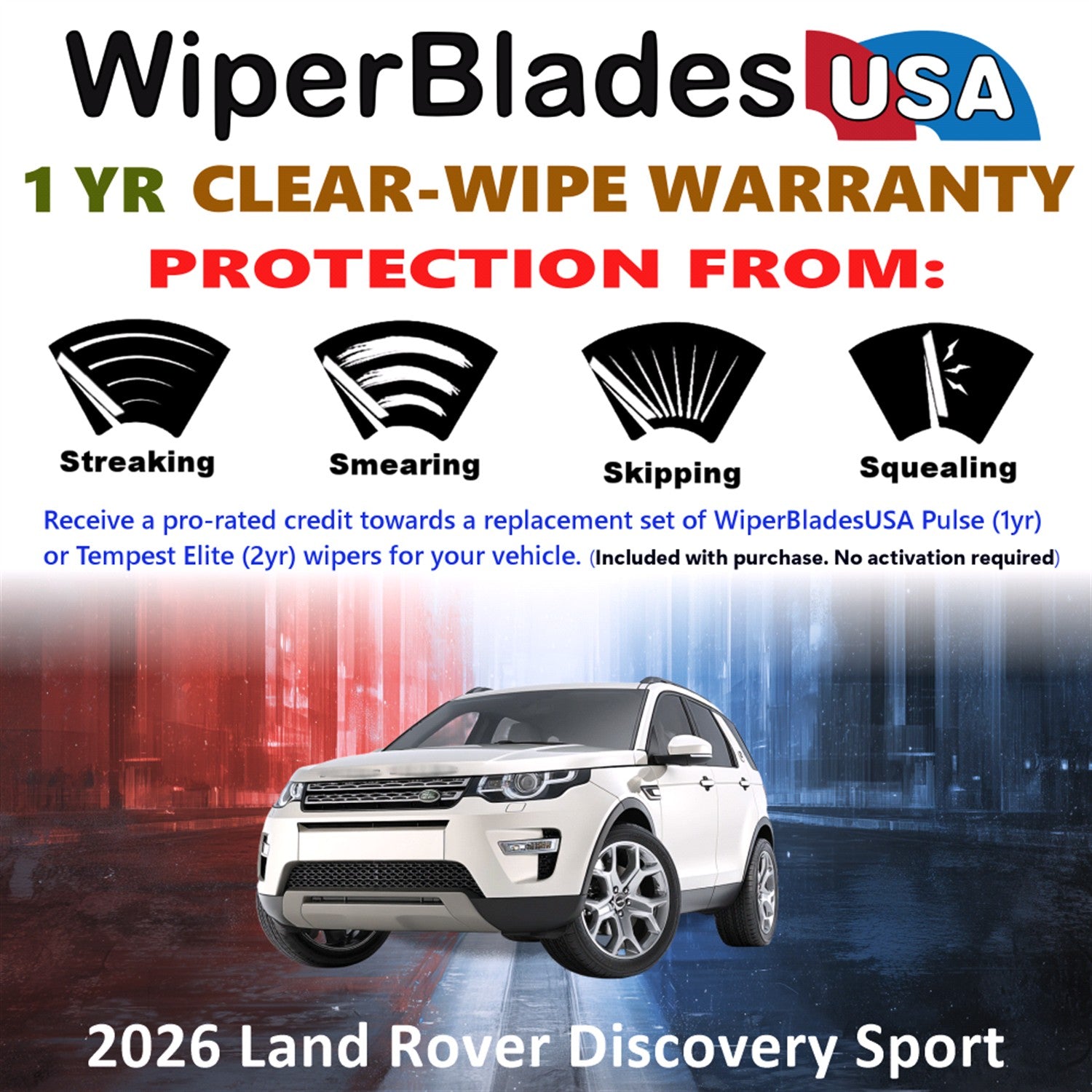 2026 Land Rover Discovery Sport Front w/Rear Wiper blades Set Includes 1yr Wear Warranty & Free Delivery