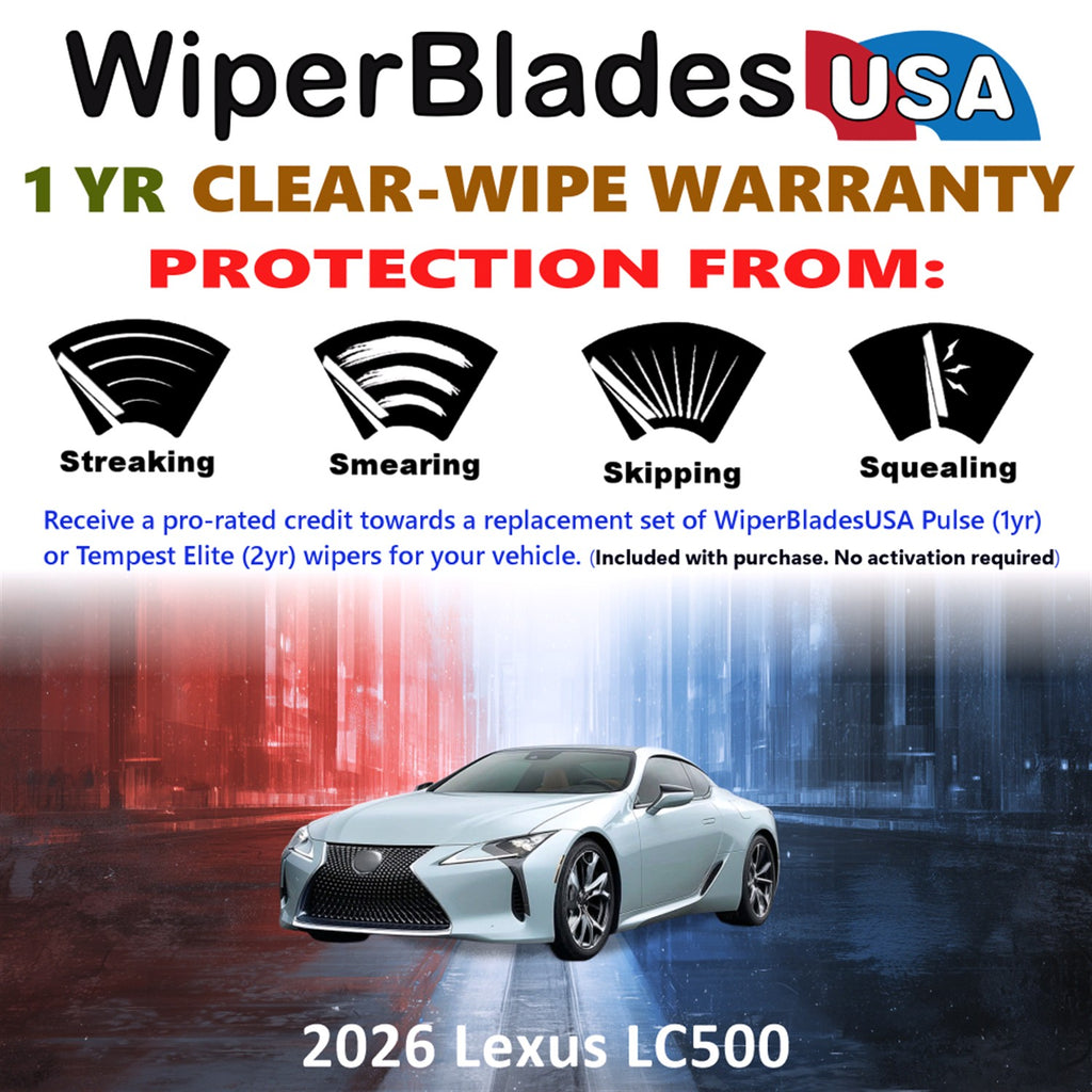 2026 Lexus LC500 Front Wiper blades Set Includes 1yr Wear Warranty & Free Delivery