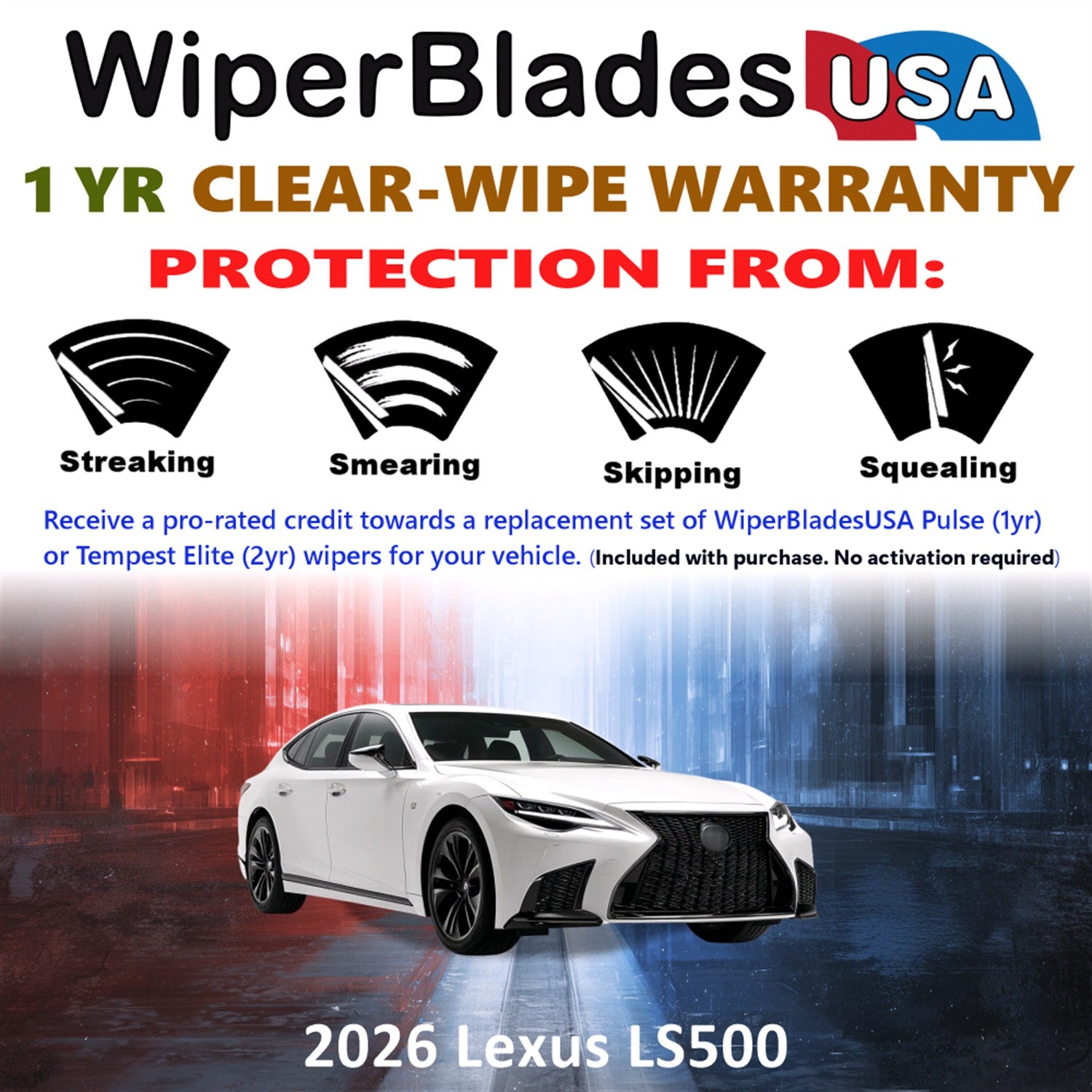 2026 Lexus LS500 Front Wiper blades Set Includes 1yr Wear Warranty & Free Delivery