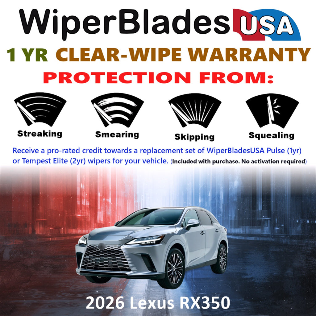 2026 Lexus RX350 Front Wiper blades Set Includes 1yr Wear Warranty & Free Delivery