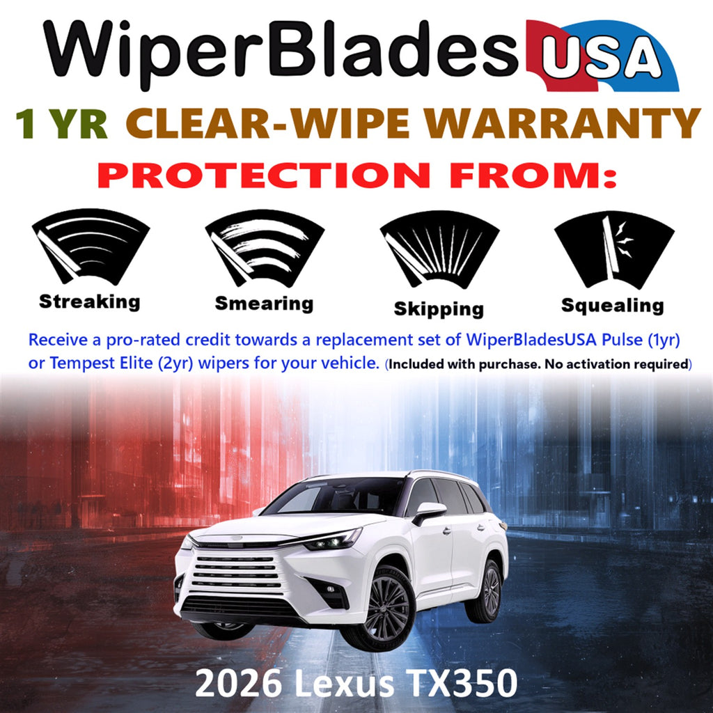 2026 Lexus TX350 Front Wiper blades Set Includes 1yr Wear Warranty & Free Delivery