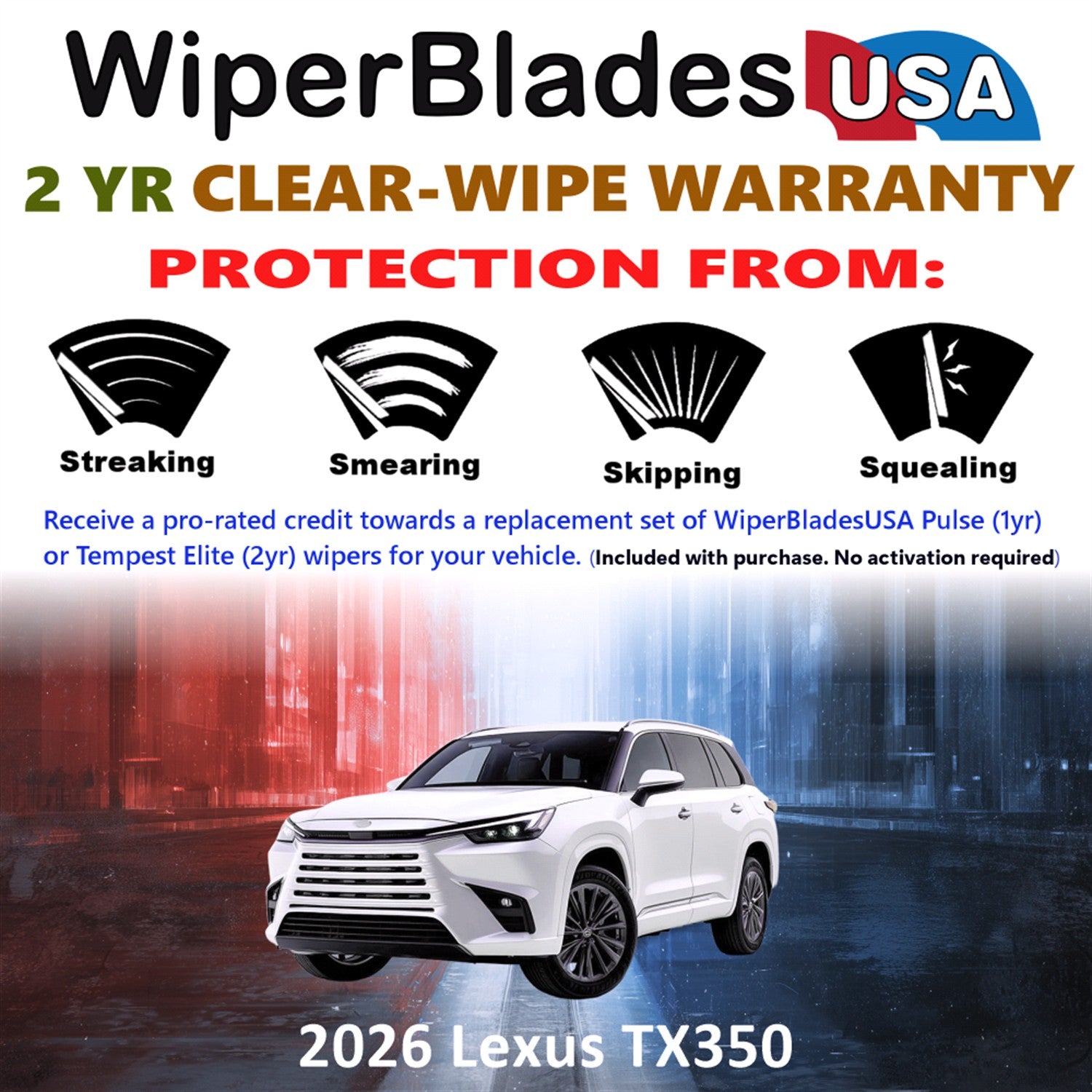 2026 Lexus TX350 Front Wiper blades Set  Includes 2yr Wear Warranty & Free Delivery