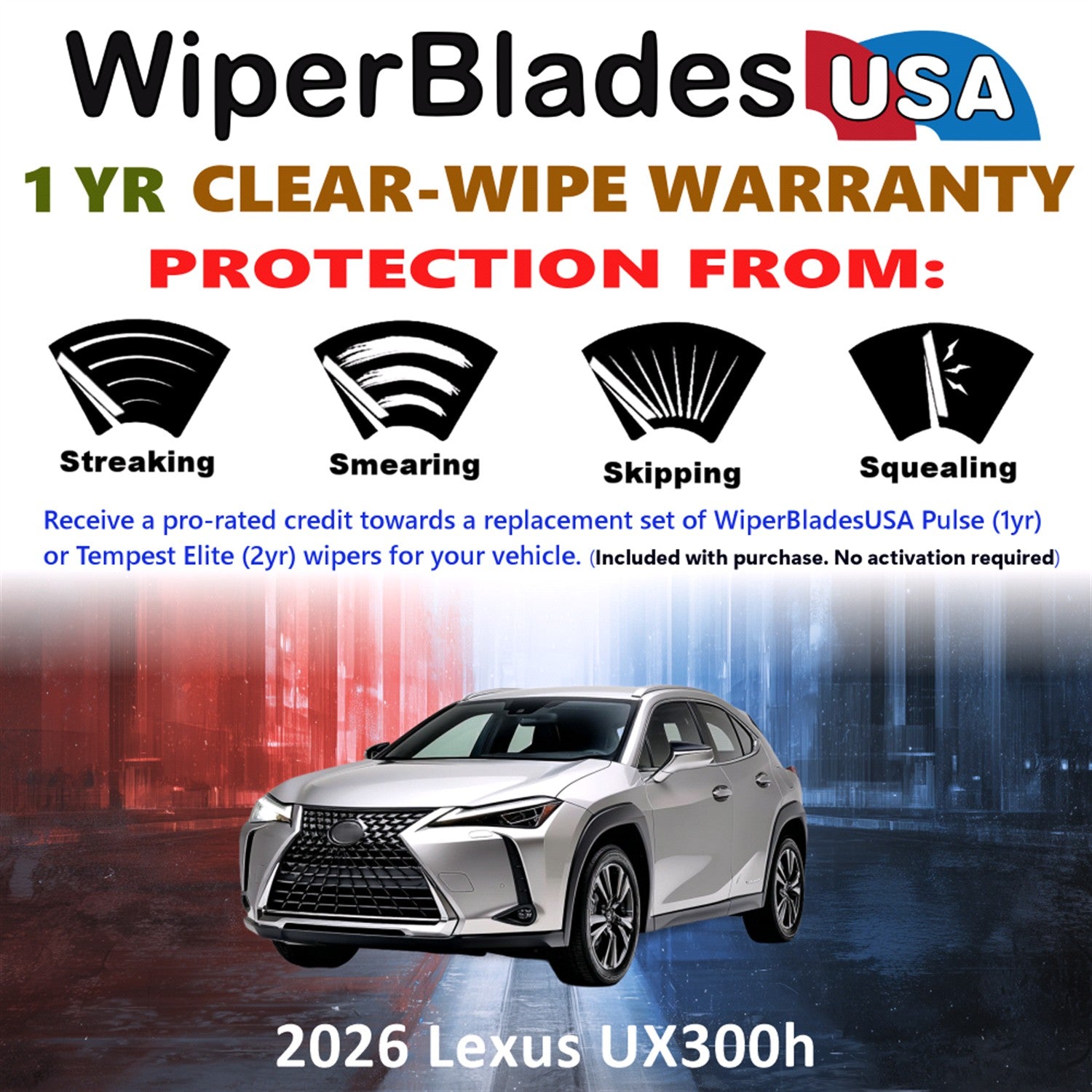 2026 Lexus UX300h Front Wiper blades Set Includes 1yr Wear Warranty & Free Delivery