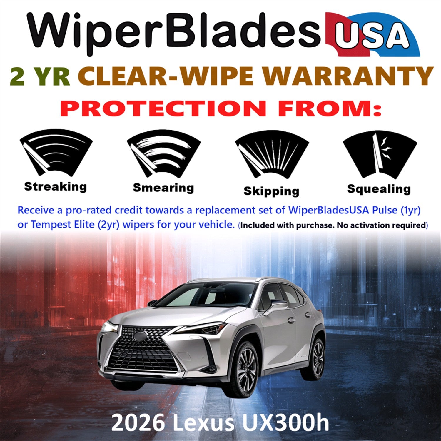 2026 Lexus UX300h Front Wiper blades Set  Includes 2yr Wear Warranty & Free Delivery