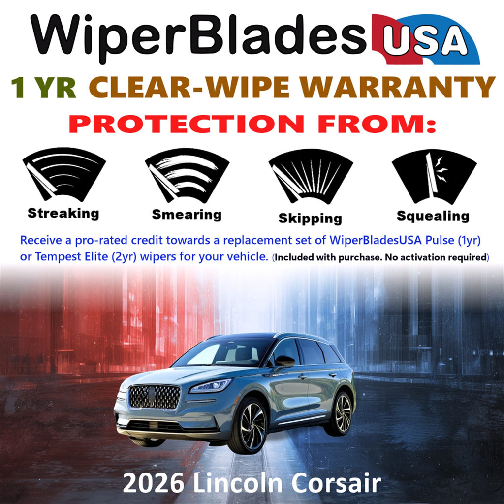 2026 Lincoln Corsair Front Wiper blades Set Includes 1yr Wear Warranty & Free Delivery