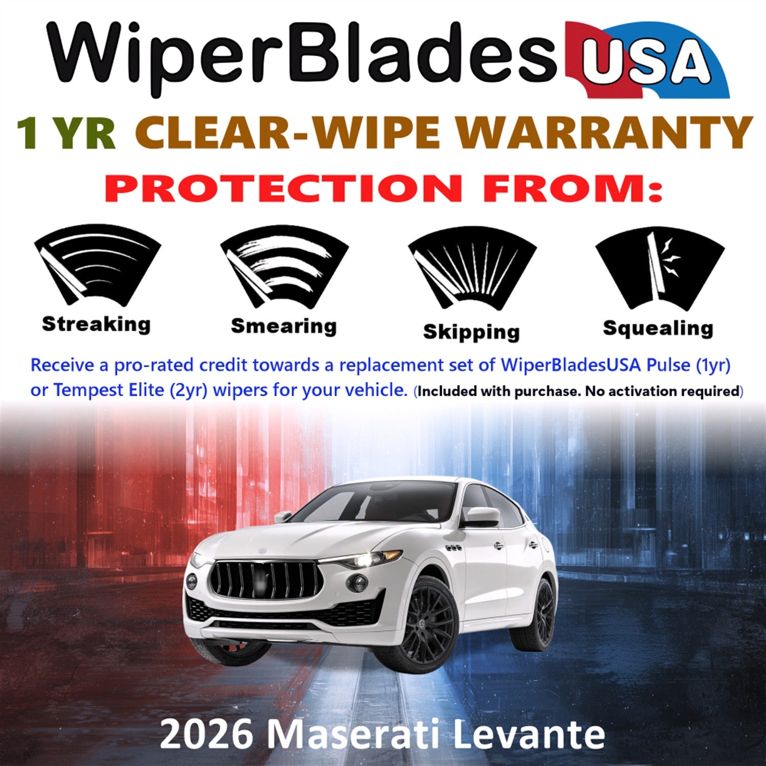 2026 Maserati Levante Front Wiper blades Set Includes 1yr Wear Warranty & Free Delivery