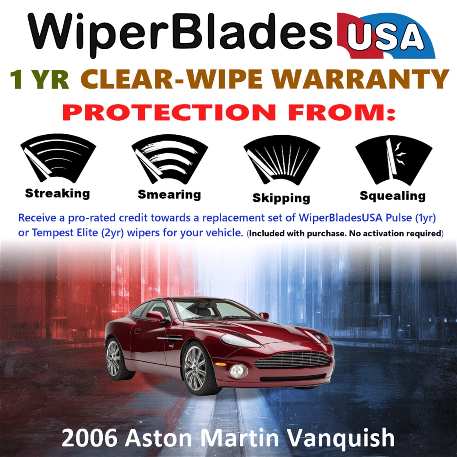 2006 Aston Martin Vanquish Front Wiper blades Set Includes 1yr Wear Warranty & Free Delivery