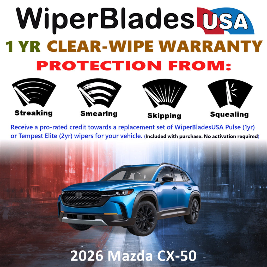 2026 Mazda CX-50 Front Wiper blades Set Includes 1yr Wear Warranty & Free Delivery