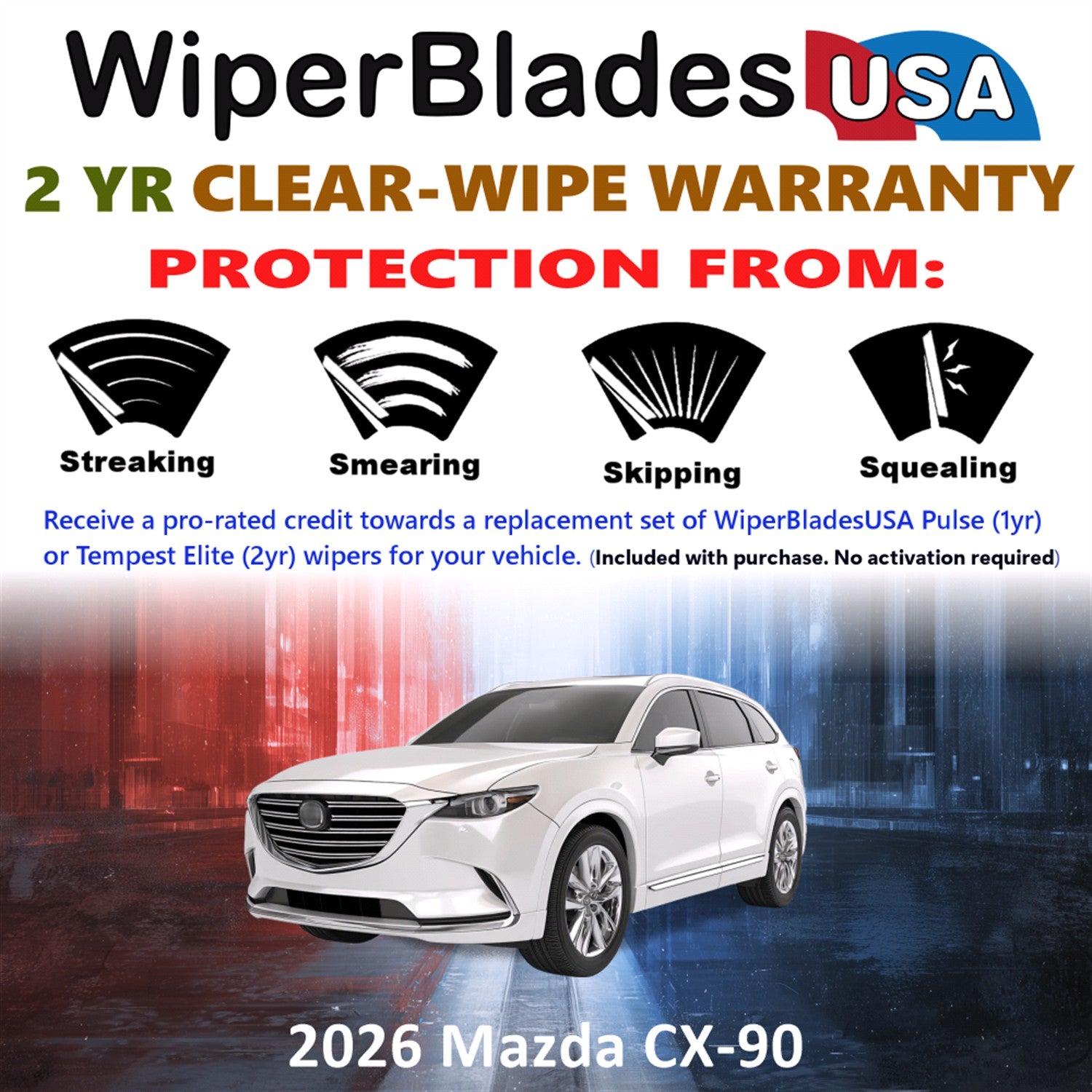 2026 Mazda CX-90 Front Wiper blades Set  Includes 2yr Wear Warranty & Free Delivery