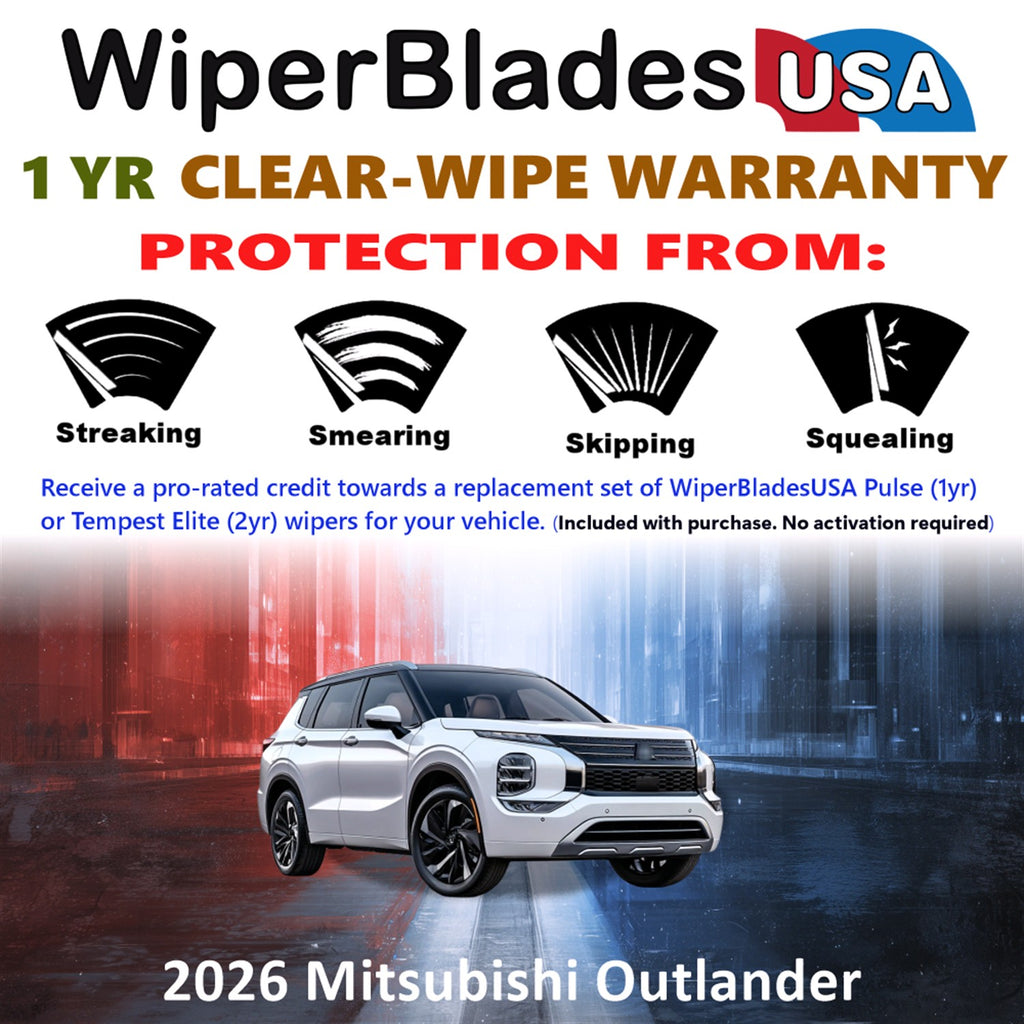 2026 Mitsubishi Outlander Front w/Rear Wiper blades Set Includes 1yr Wear Warranty & Free Delivery