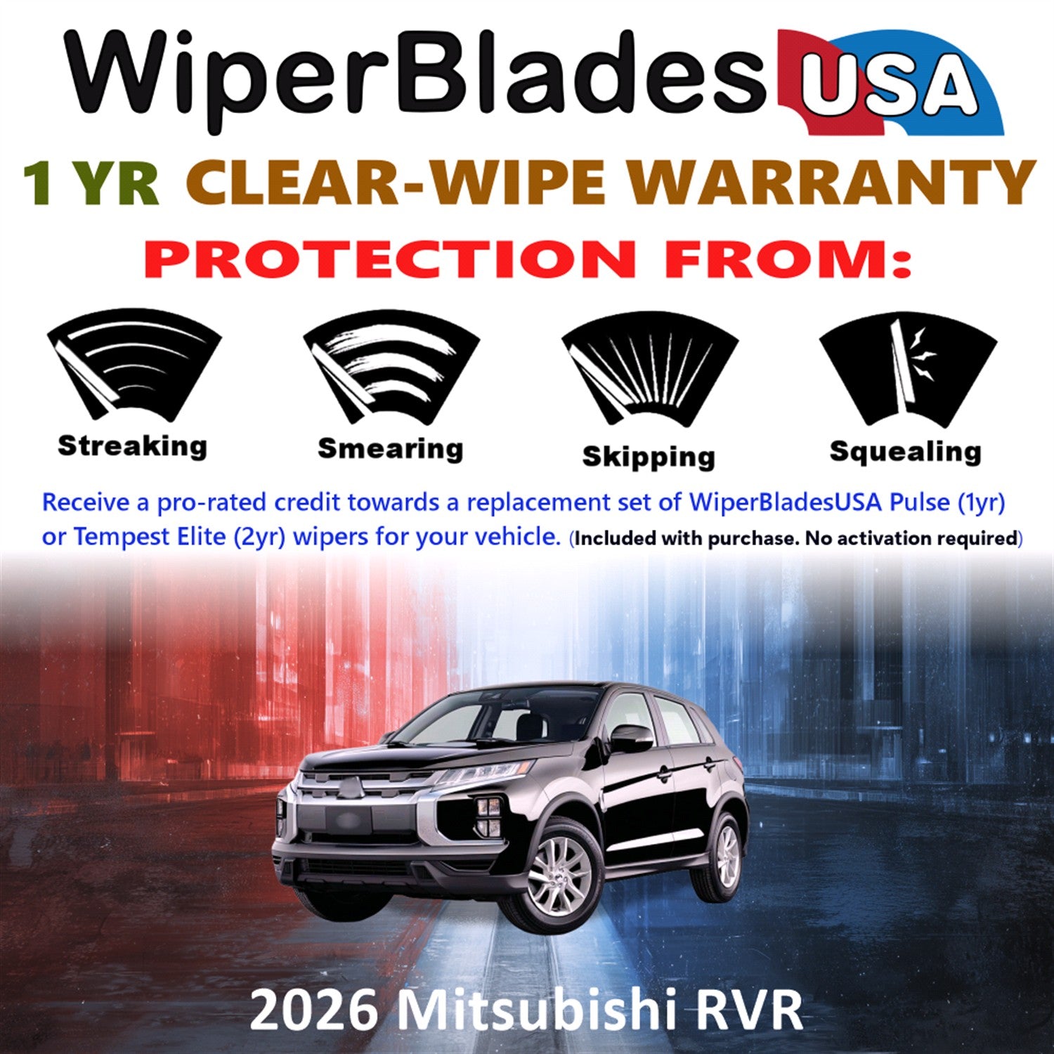 2026 Mitsubishi RVR Front Wiper blades Set Includes 1yr Wear Warranty & Free Delivery