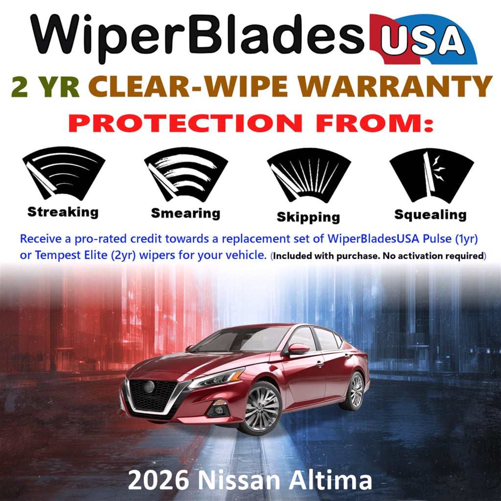 2026 Nissan Altima Front Wiper blades Set  Includes 2yr Wear Warranty & Free Delivery