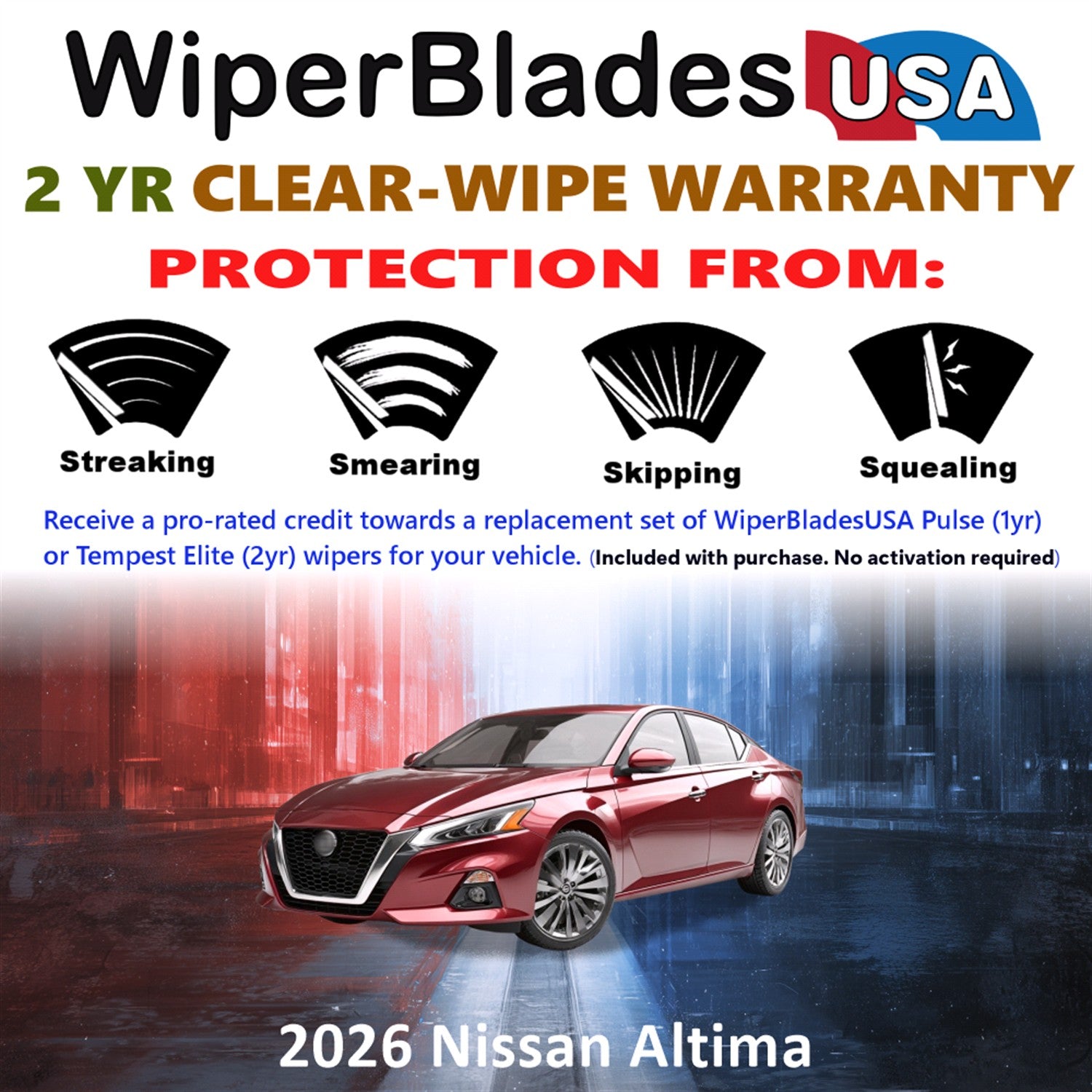 2026 Nissan Altima Front Wiper blades Set  Includes 2yr Wear Warranty & Free Delivery