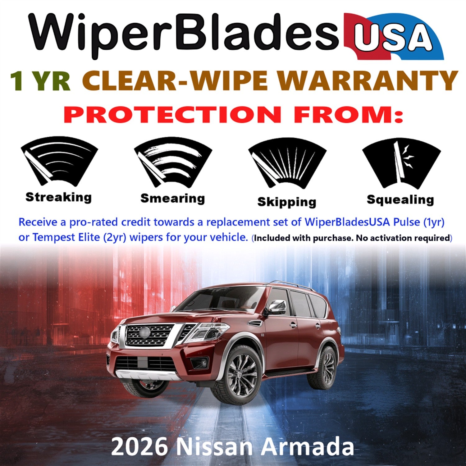 2026 Nissan Armada Front Wiper blades Set Includes 1yr Wear Warranty & Free Delivery