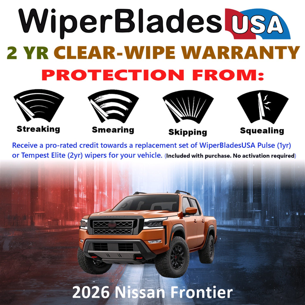 2026 Nissan Frontier Front Wiper blades Set  Includes 2yr Wear Warranty & Free Delivery