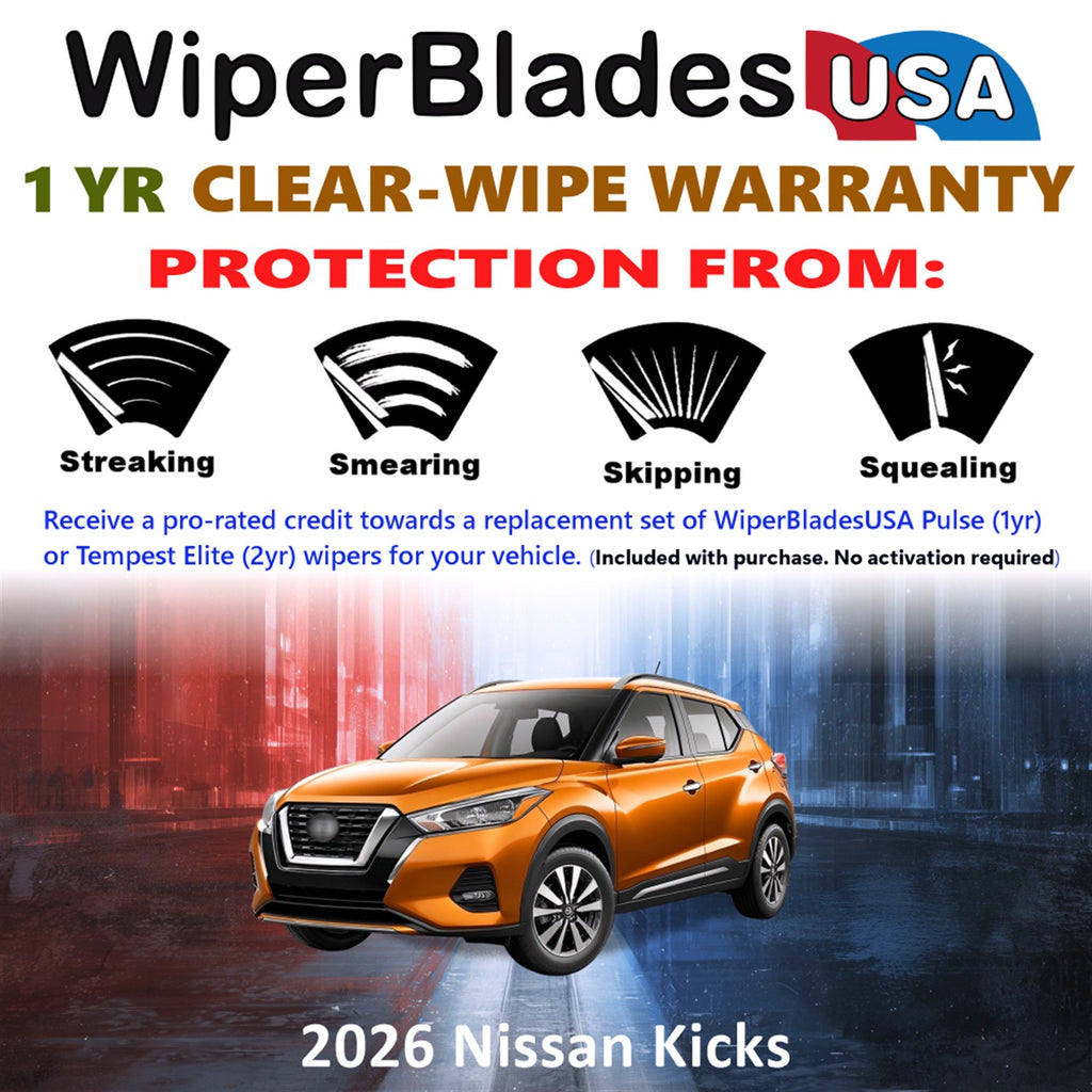 2026 Nissan Kicks Front Wiper blades Set Includes 1yr Wear Warranty & Free Delivery