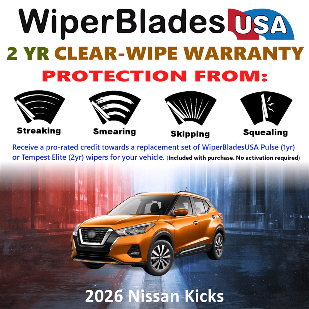 2026 Nissan Kicks Front Wiper blades Set  Includes 2yr Wear Warranty & Free Delivery