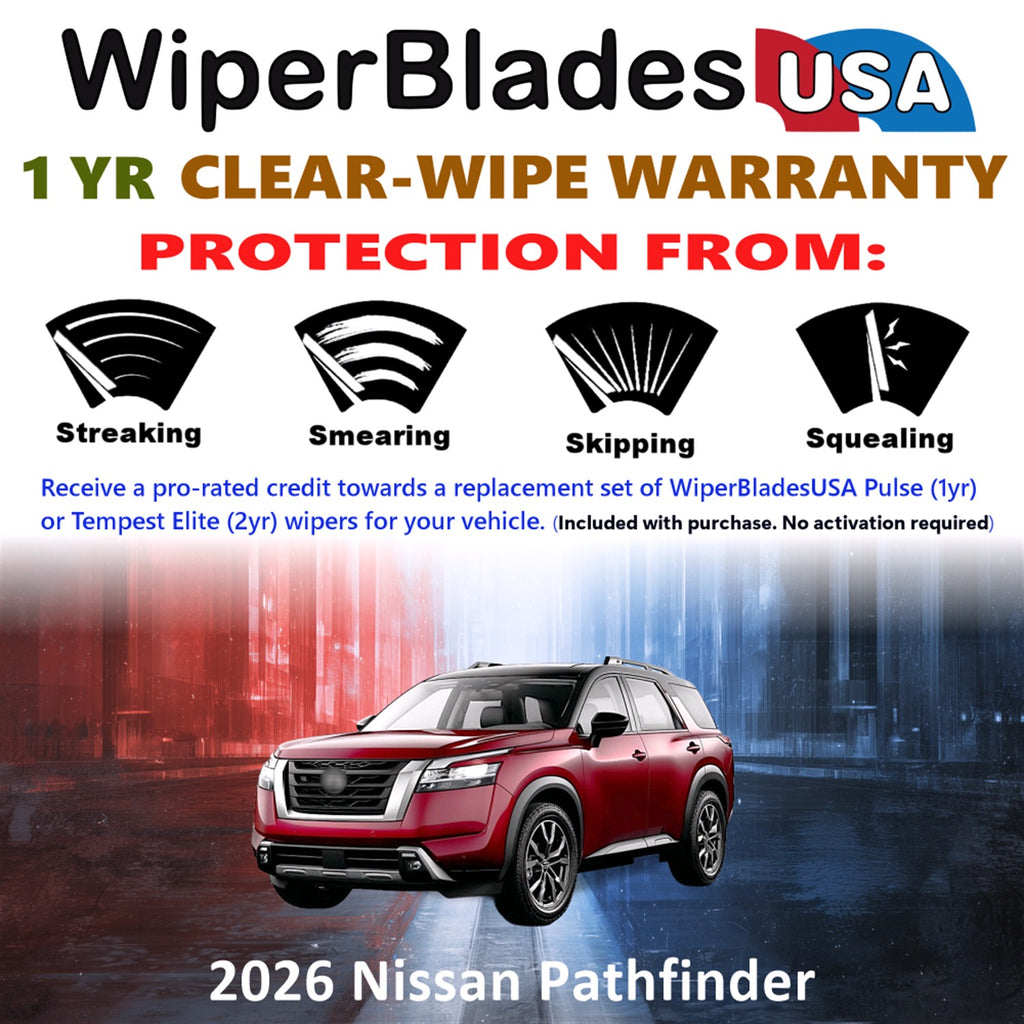 2026 Nissan Pathfinder Front w/Rear Wiper blades Set Includes 1yr Wear Warranty & Free Delivery