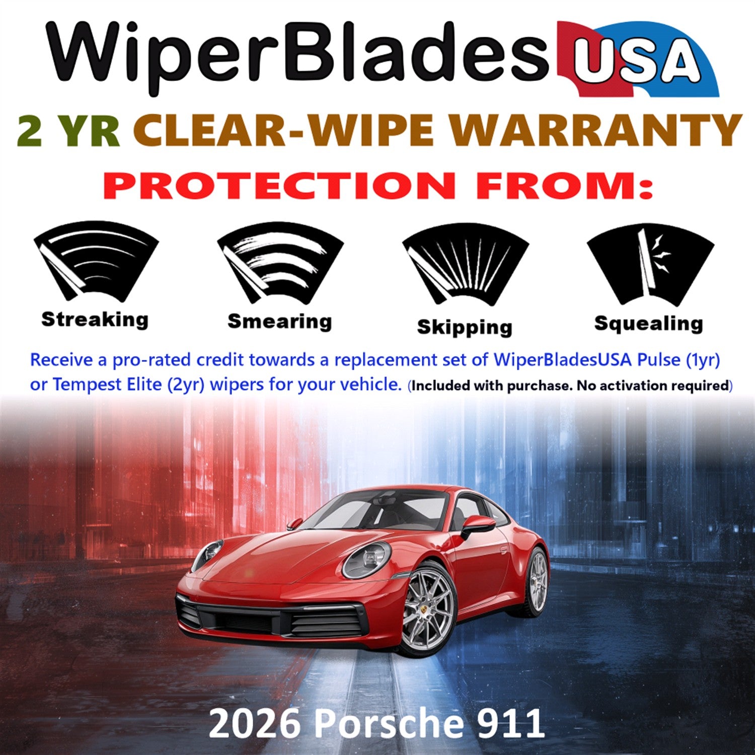 2026 Porsche 911 Front Wiper blades Set  Includes 2yr Wear Warranty & Free Delivery
