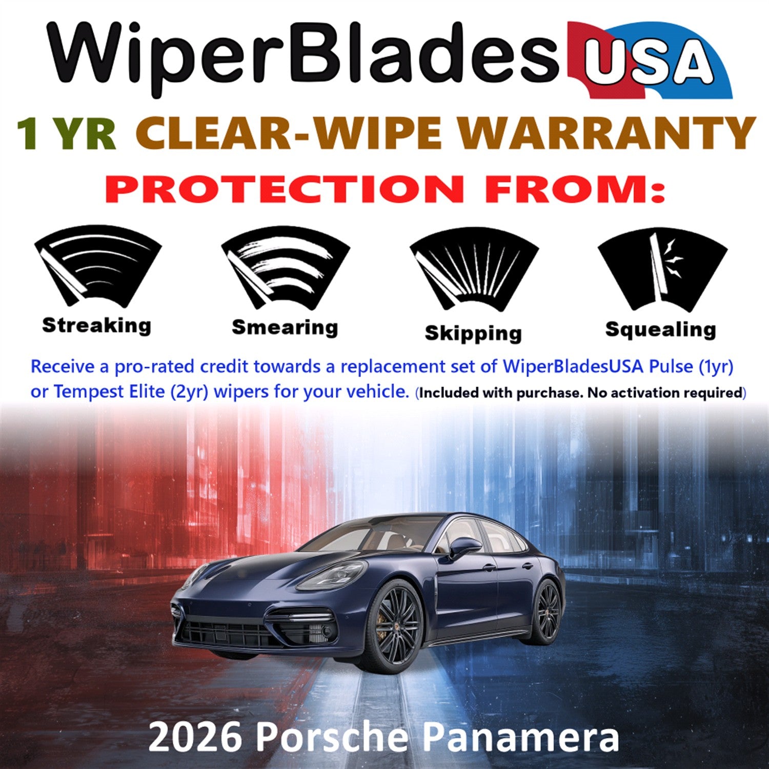 2026 Porsche Panamera Front Wiper blades Set Includes 1yr Wear Warranty & Free Delivery